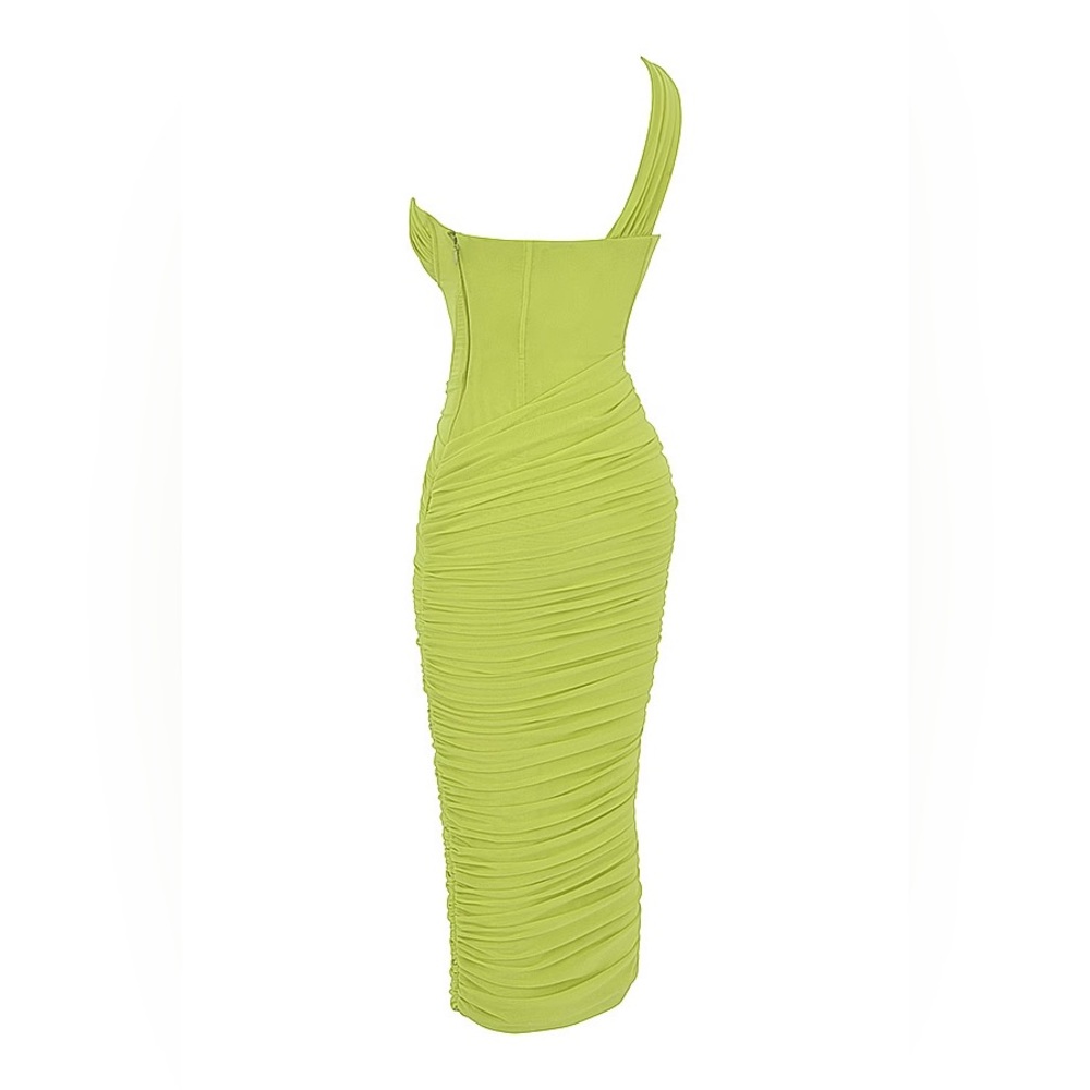 NWT House of CB Valentina Lime Asymmetric Cutout Midi Dress Size XS - Picture 9 of 14